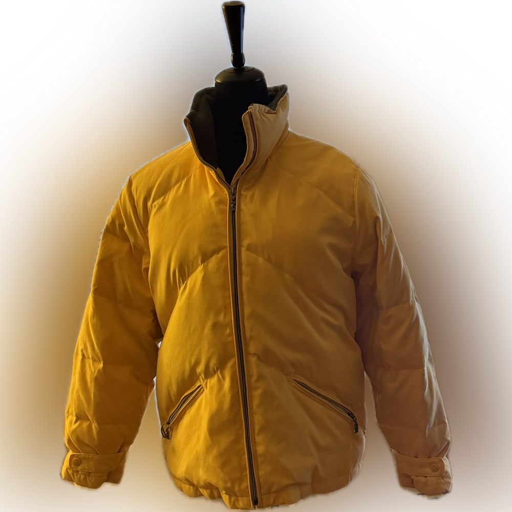 Zero Xposur bomber jacket; yellow, fleece lining, zip up pockets & front. Size L